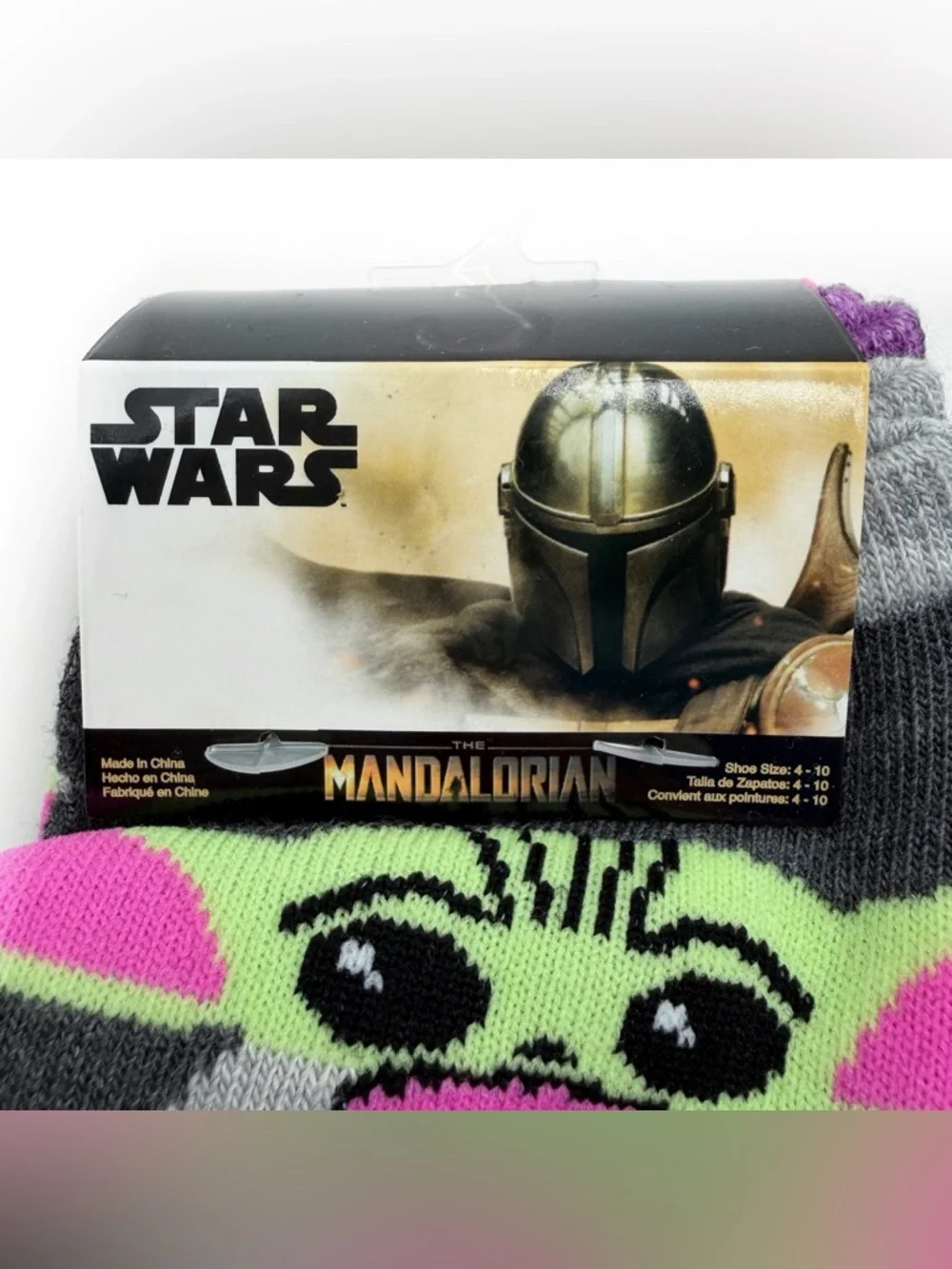 Disney Star Wars Women’s No Show Socks The Mandalorian Grogu Pink Purple